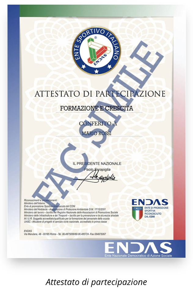 Attestato di partecipazione